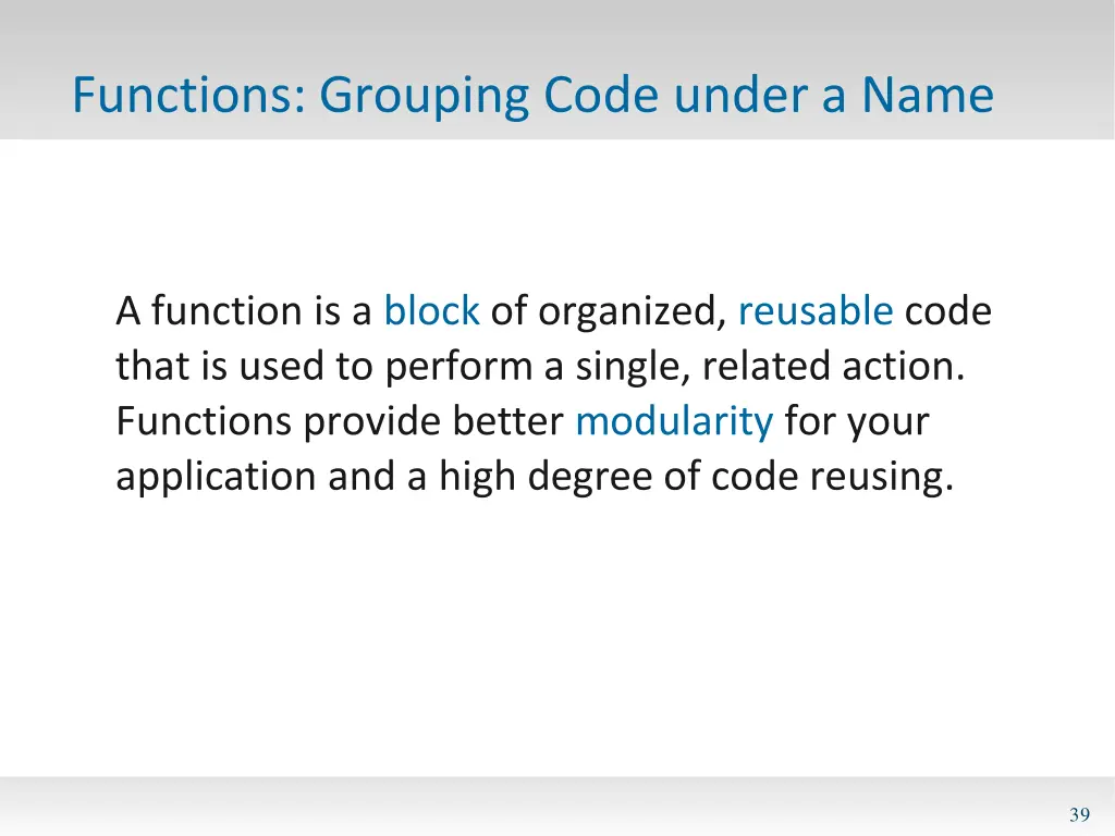 functions grouping code under a name