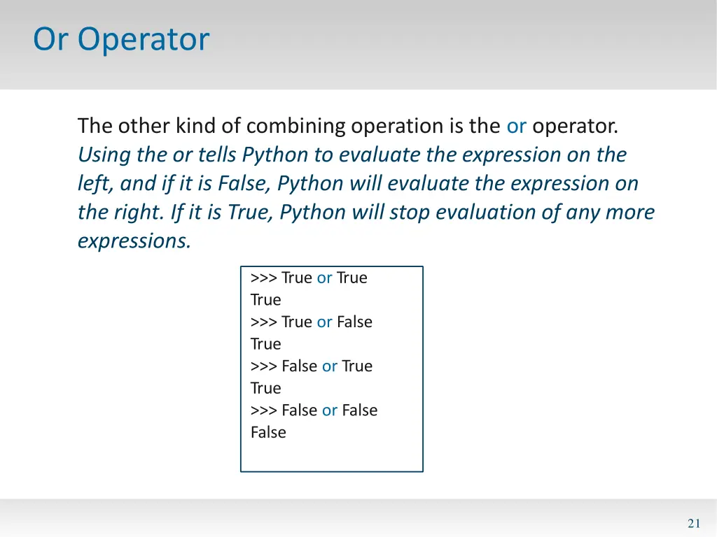 or operator