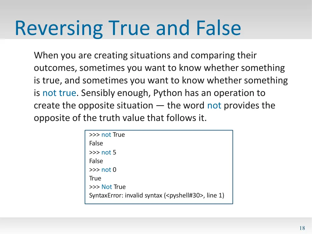 reversing true and false