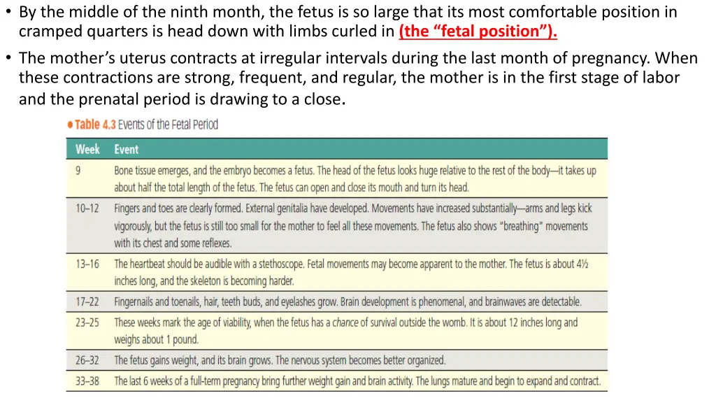 by the middle of the ninth month the fetus