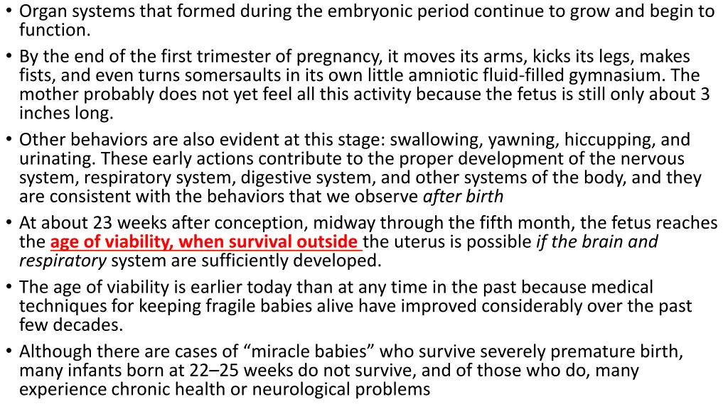 organ systems that formed during the embryonic