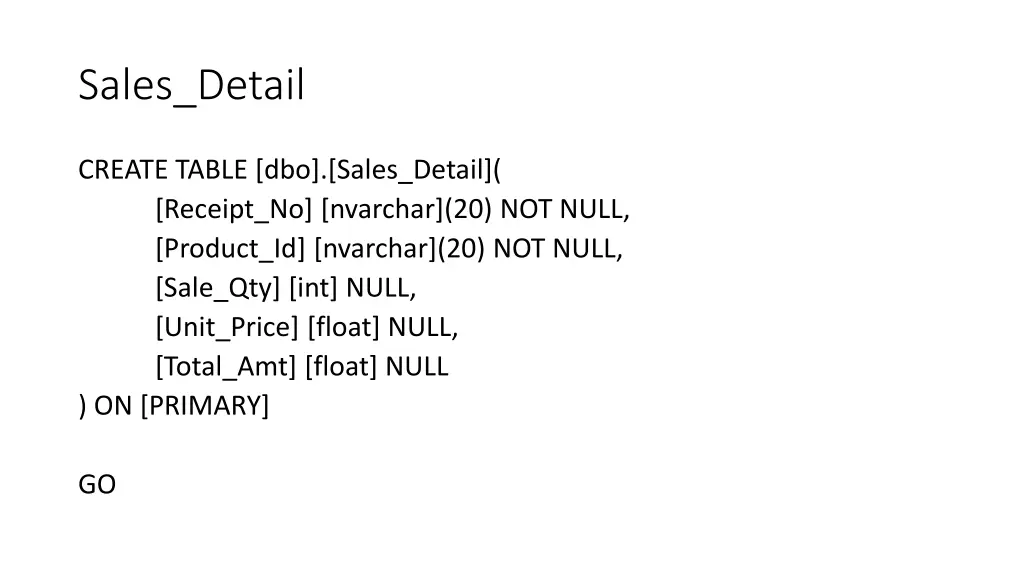 sales detail