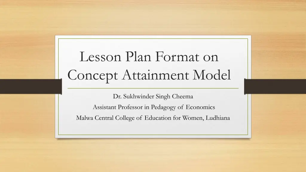 lesson plan format on concept attainment model