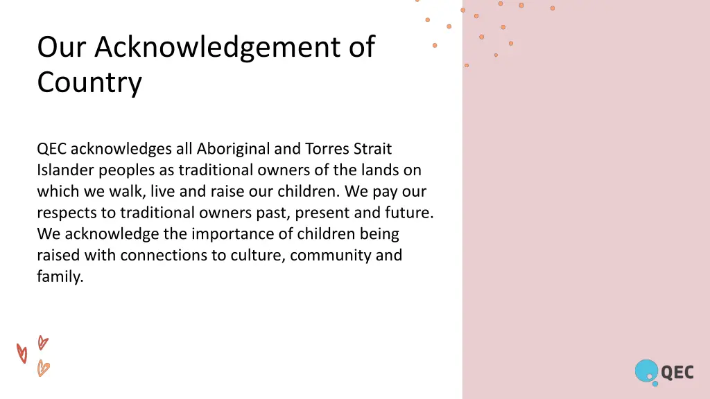 our acknowledgement of country