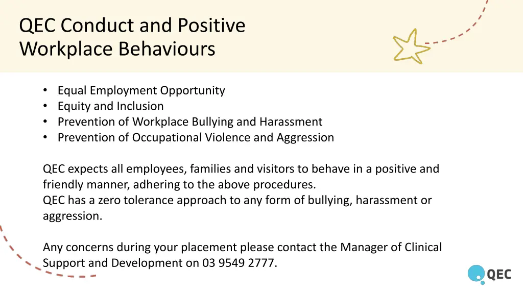 qec conduct and positive workplace behaviours