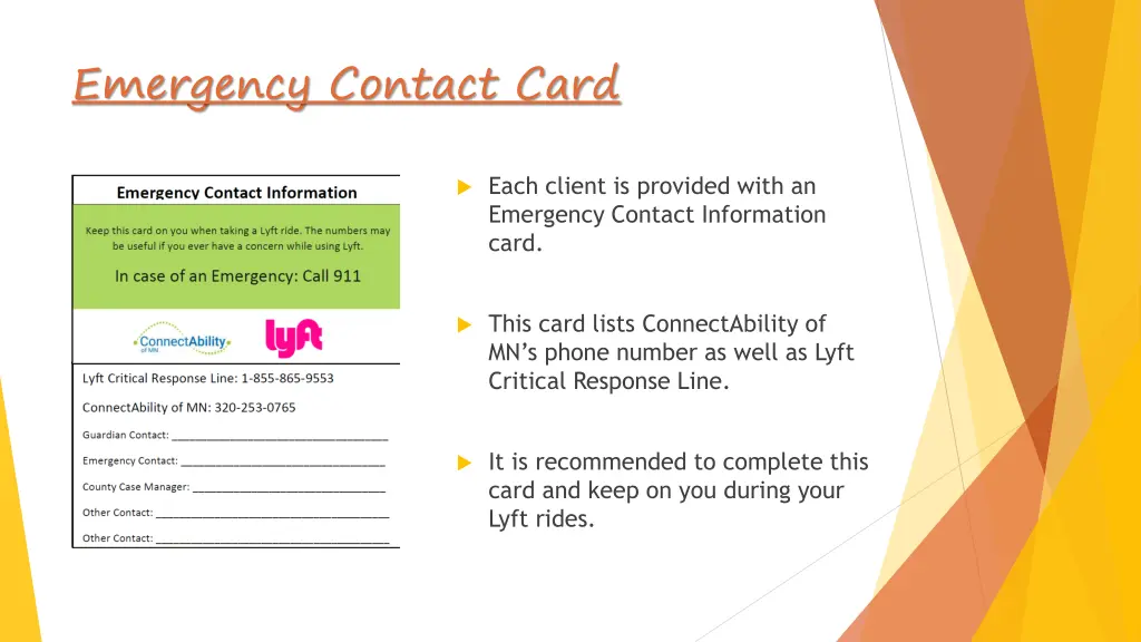 emergency contact card