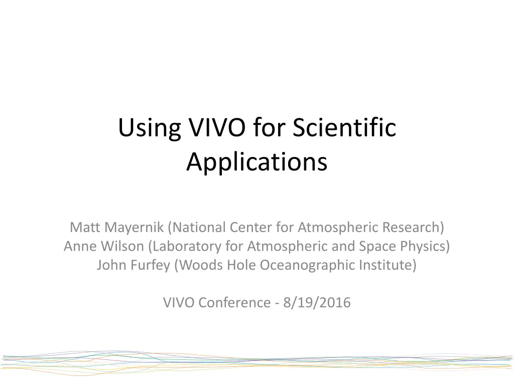 using vivo for scientific applications