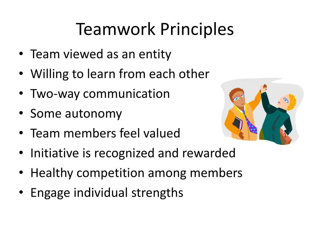 teamwork principles team viewed as an entity