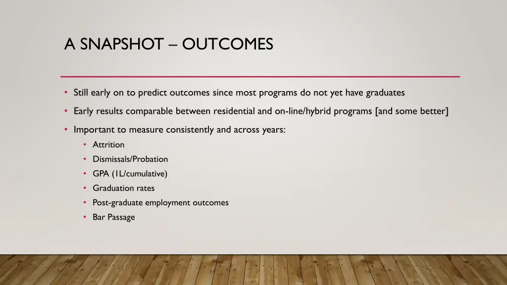 a snapshot outcomes