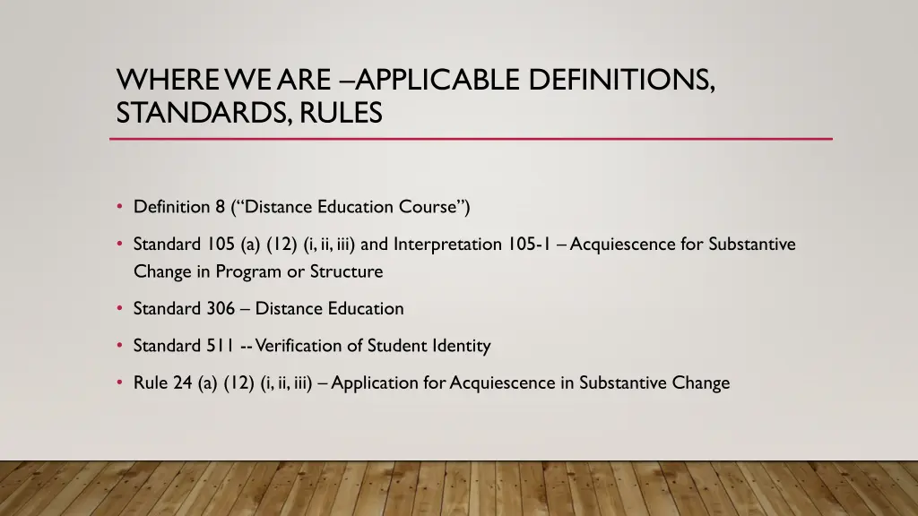 where we are applicable definitions standards