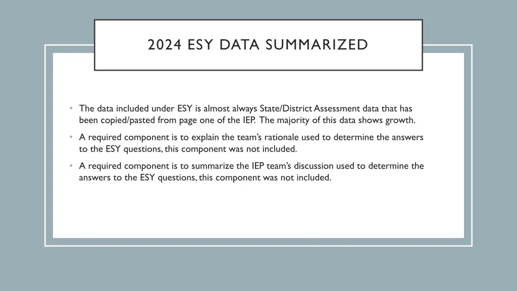 2024 esy data summarized
