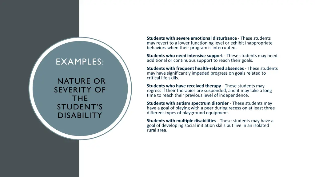 students with severe emotional disturbance these