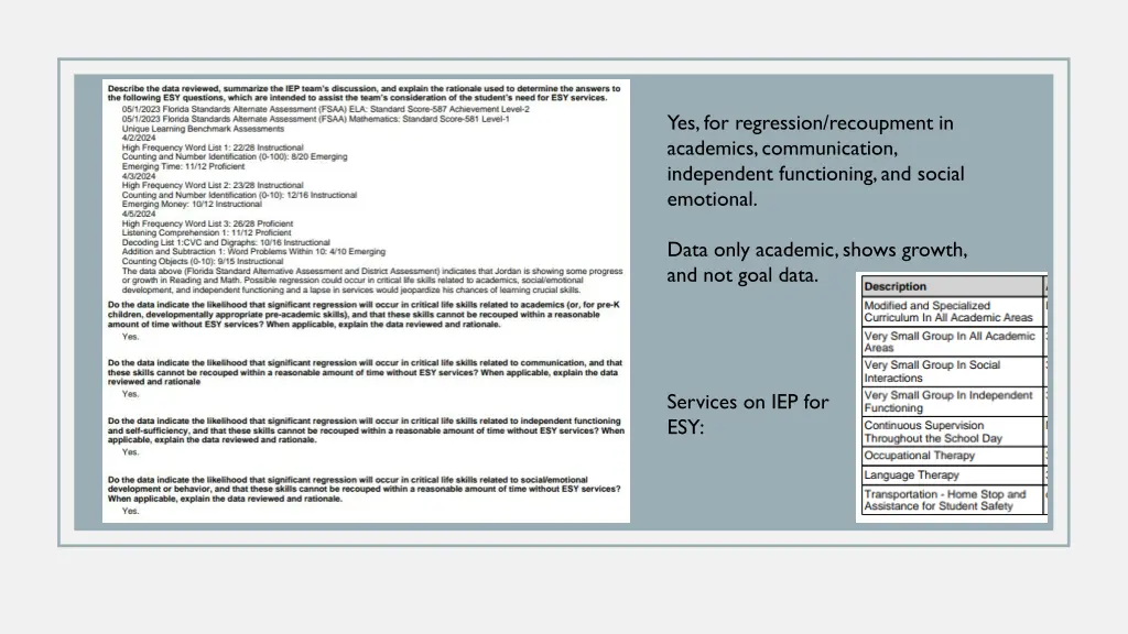 yes for regression recoupment in academics