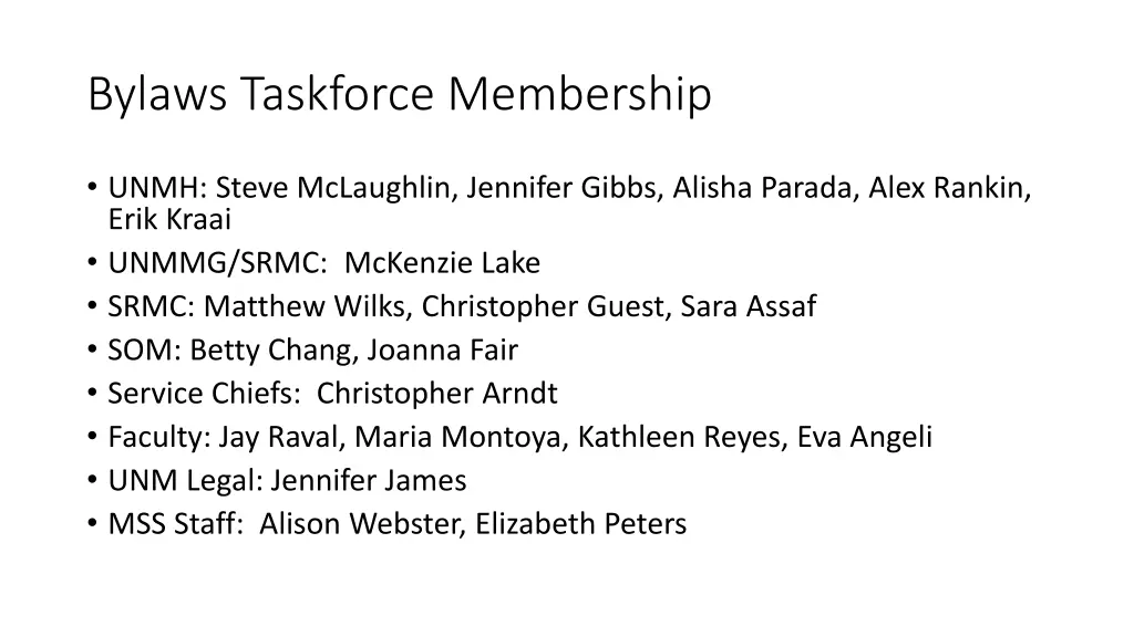 bylaws taskforce membership