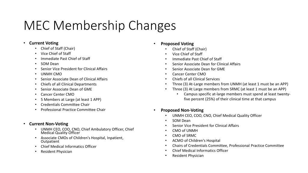 mec membership changes