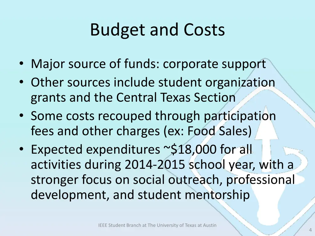 budget and costs
