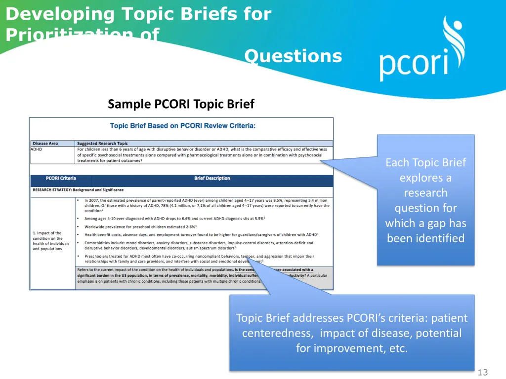 developing topic briefs for prioritization