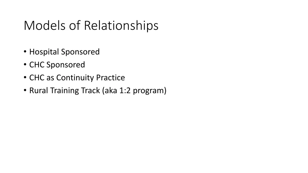 models of relationships