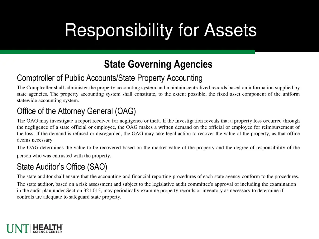 responsibility for assets 1