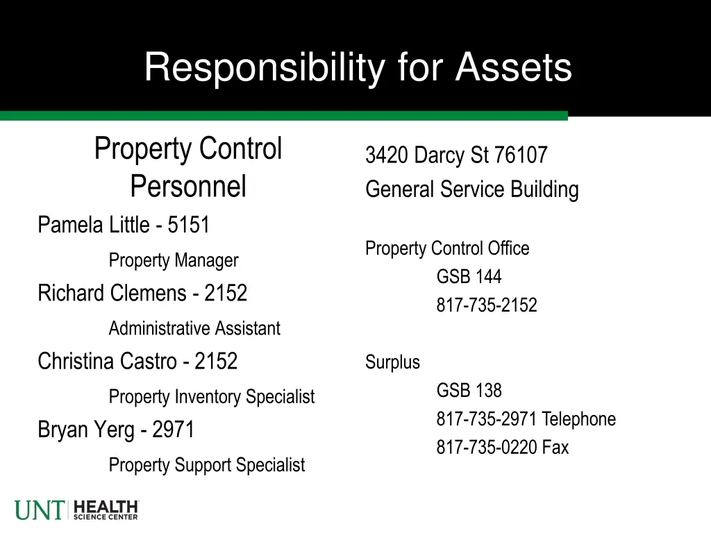 responsibility for assets