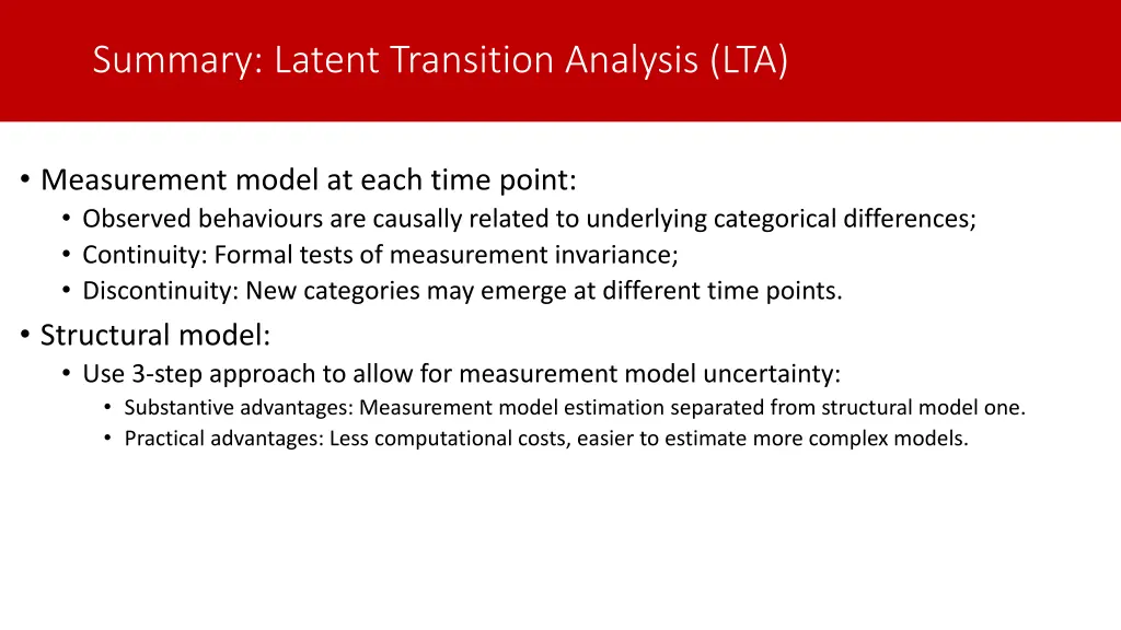 summary latent transition analysis lta