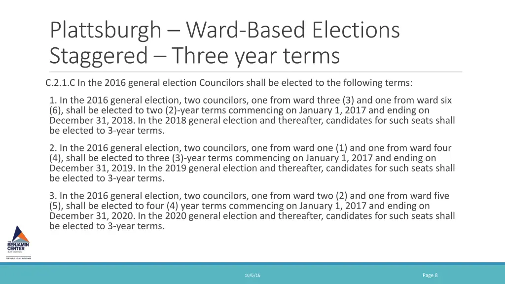 plattsburgh ward based elections staggered three