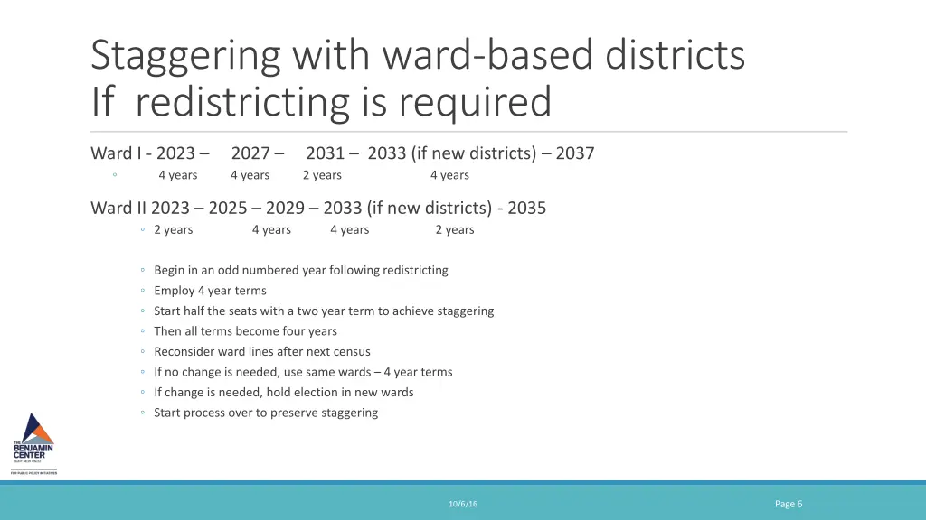 staggering with ward based districts