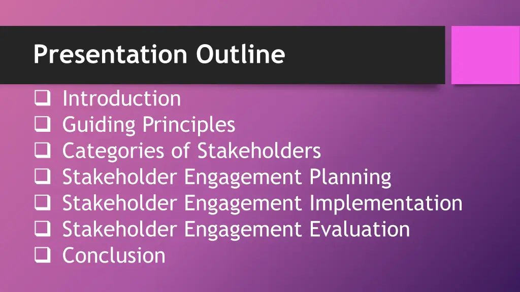 presentation outline