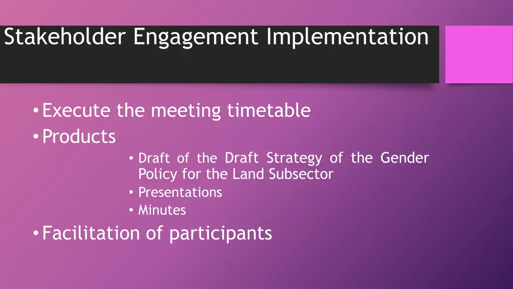 stakeholder engagement implementation