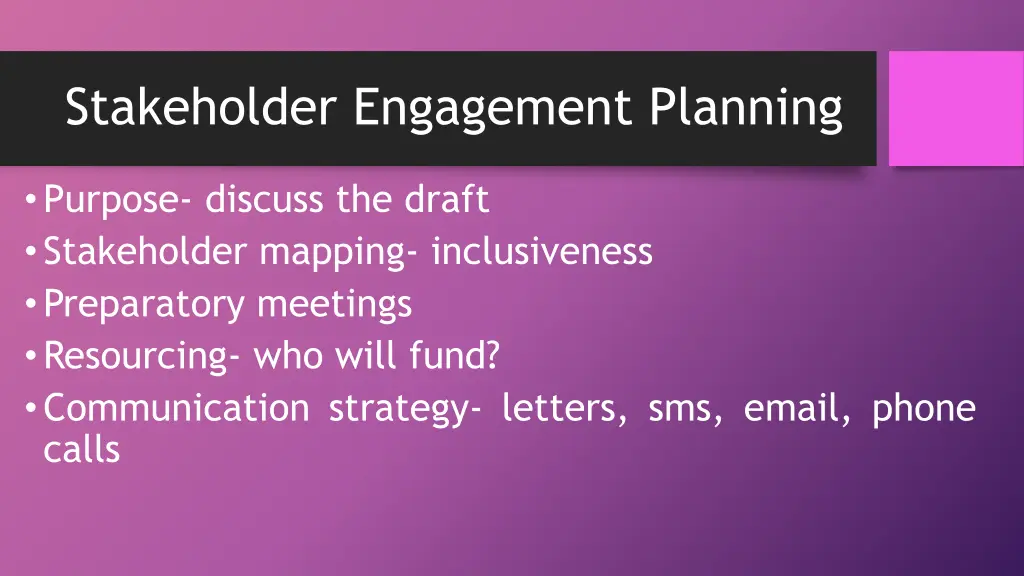 stakeholder engagement planning