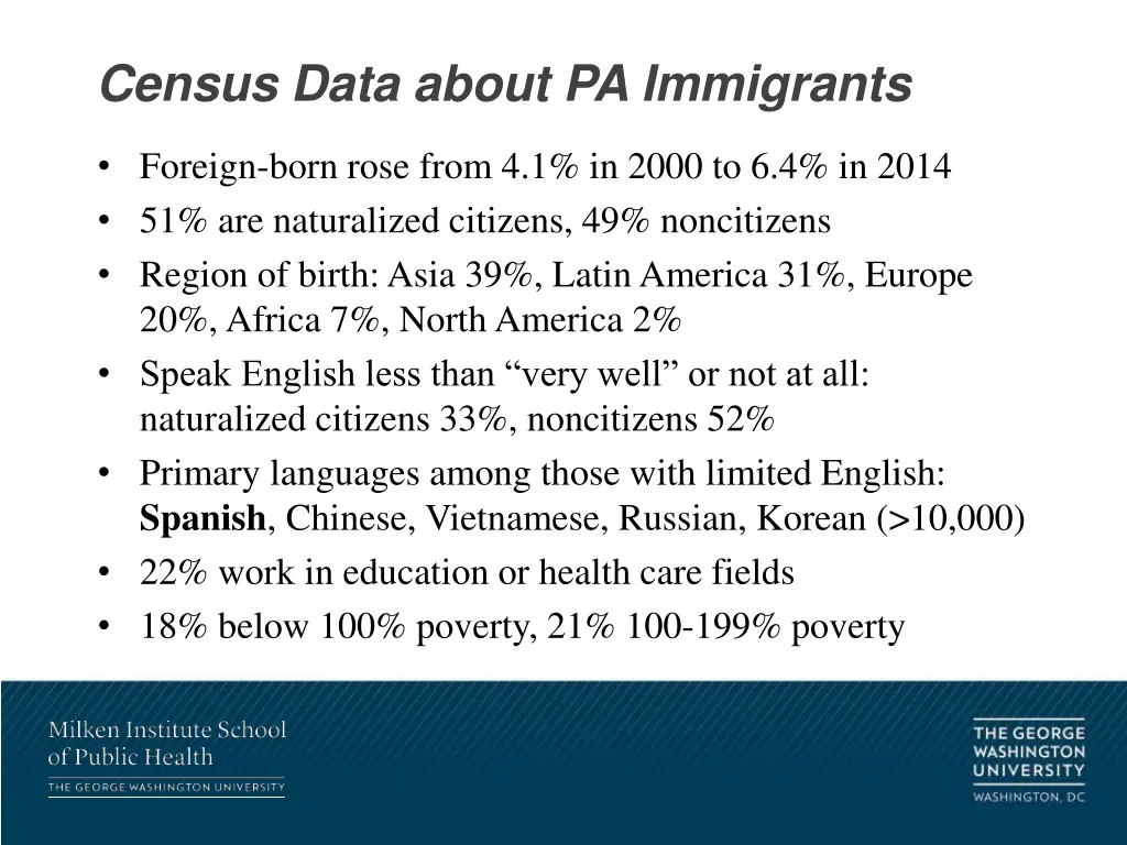 census data about pa immigrants