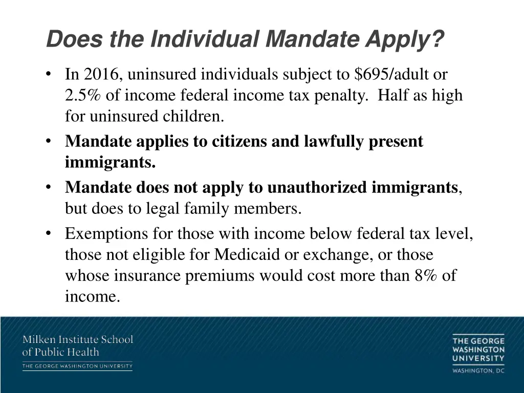 does the individual mandate apply