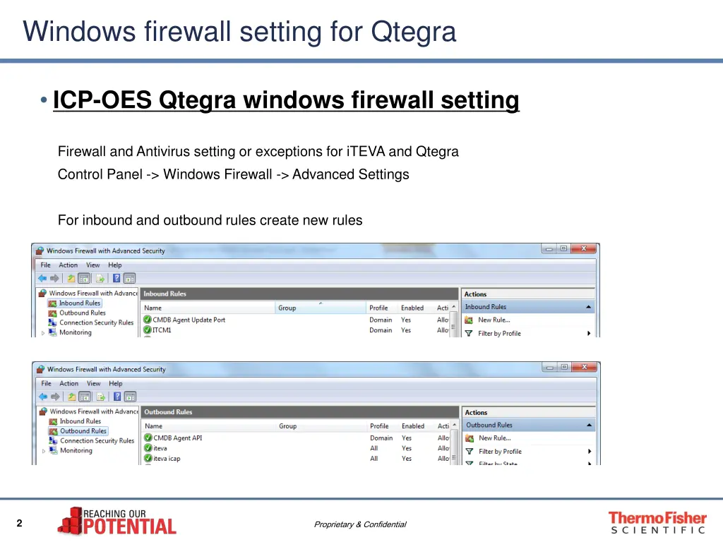 windows firewall setting for qtegra 1