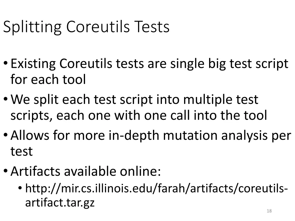splitting coreutils tests