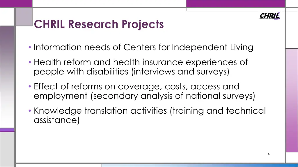 chril research projects