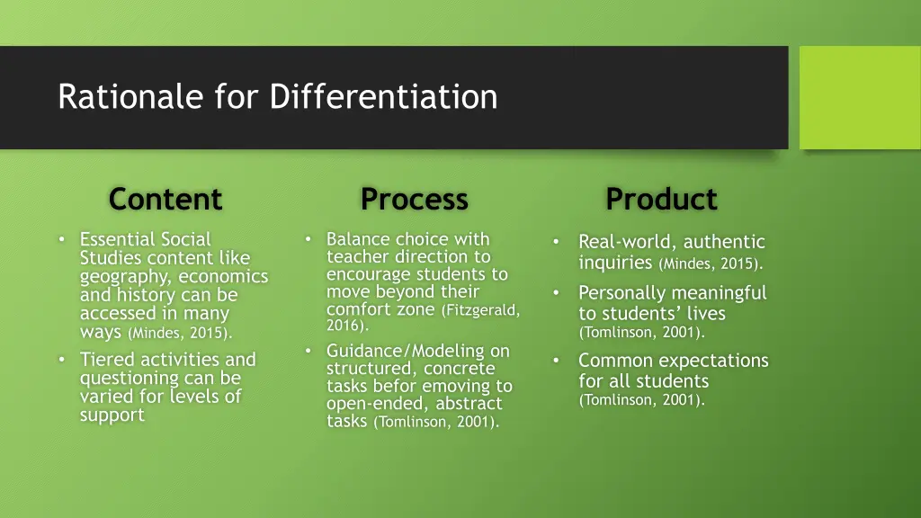 rationale for differentiation