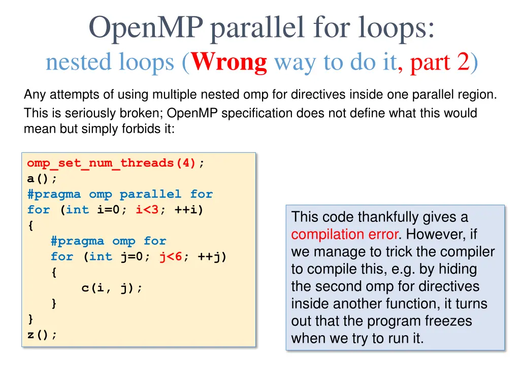 openmp parallel for loops nested loops wrong 1
