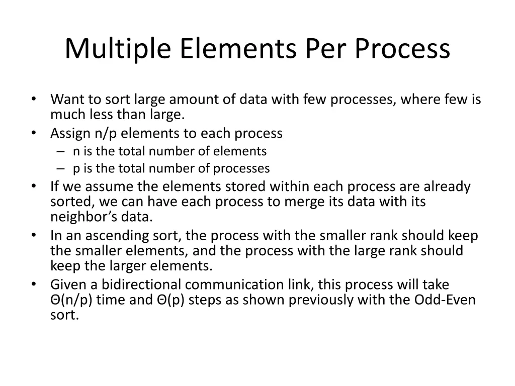 multiple elements per process