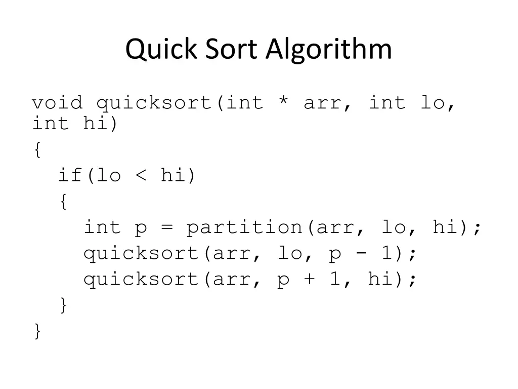 quick sort algorithm
