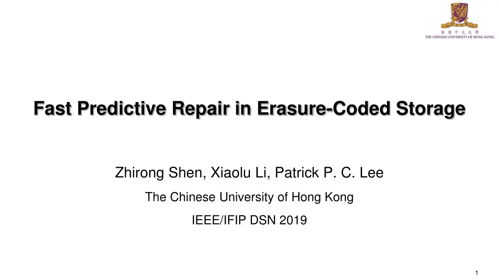 fast predictive repair in erasure coded storage