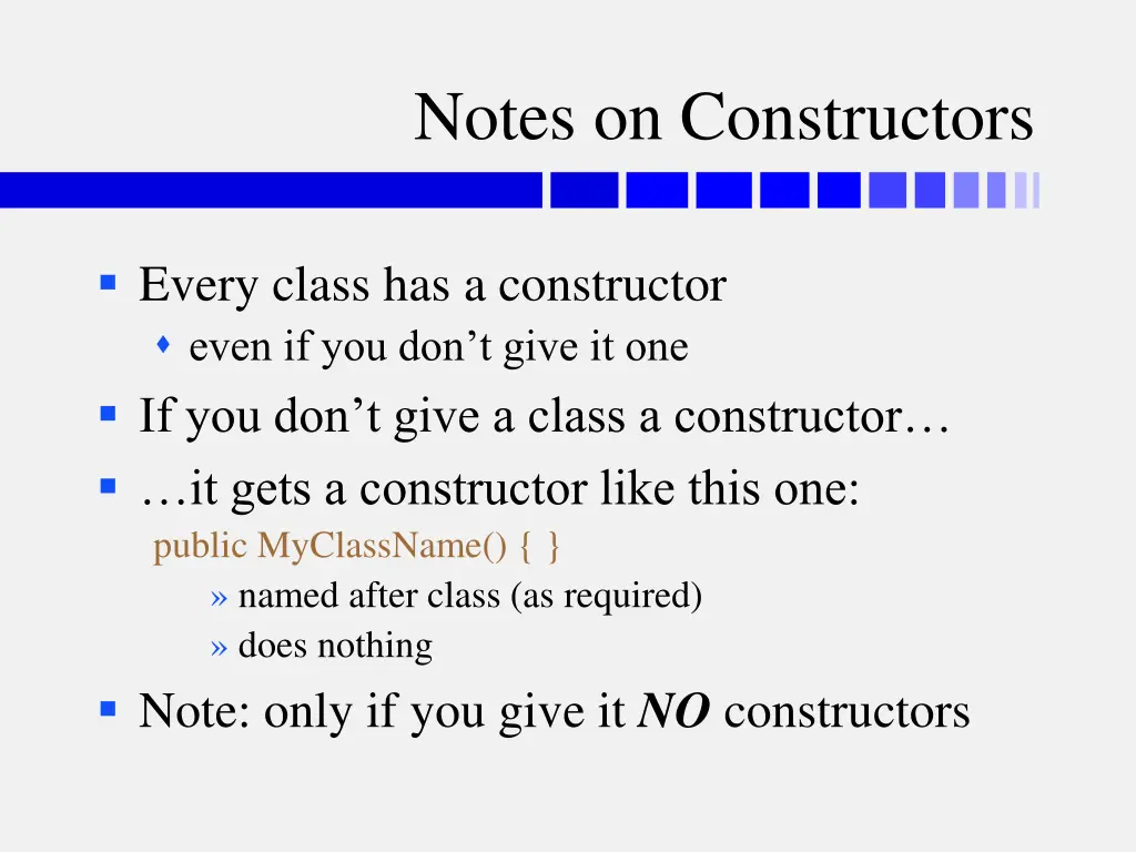 notes on constructors