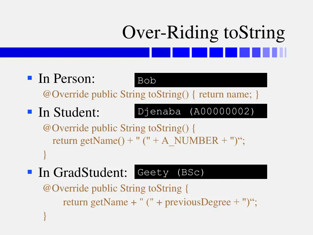 over riding tostring 1