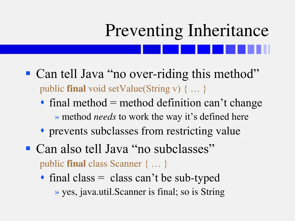 preventing inheritance