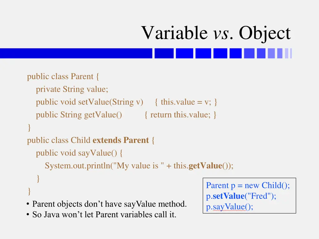 variable vs object