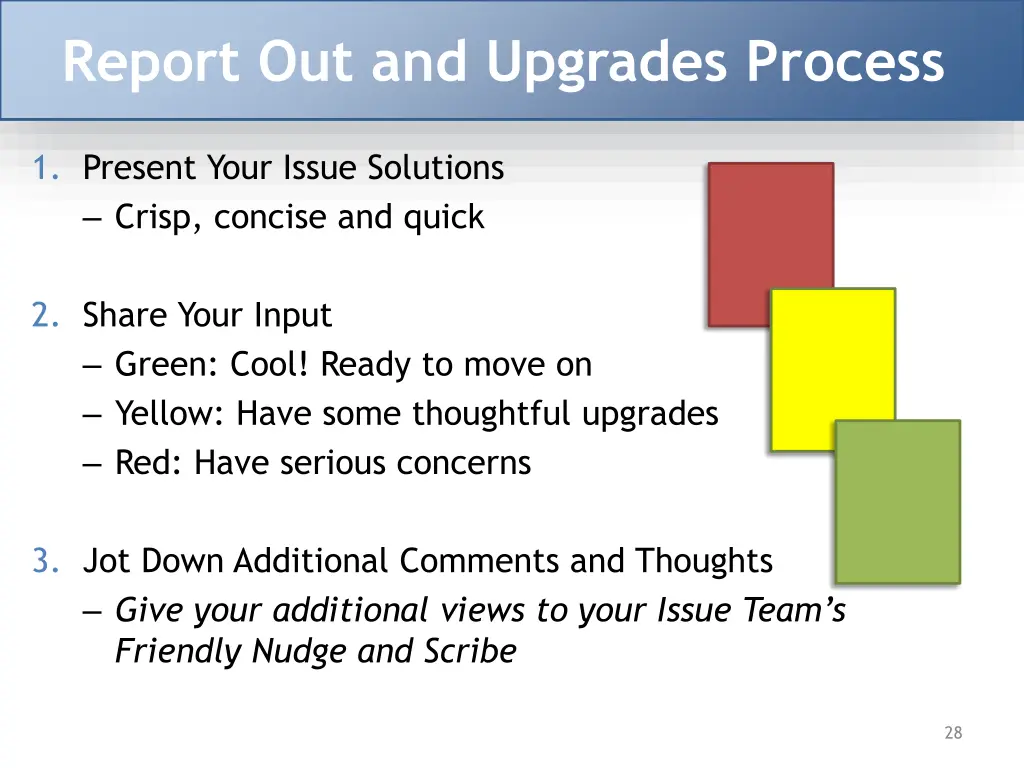 report out and upgrades process