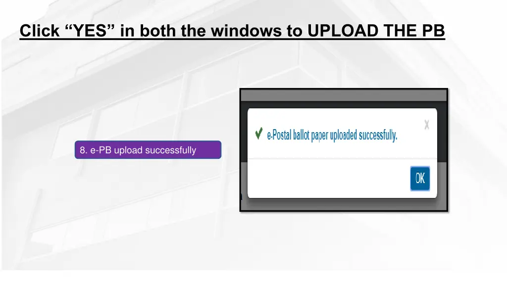 click yes in both the windows to upload the pb 1