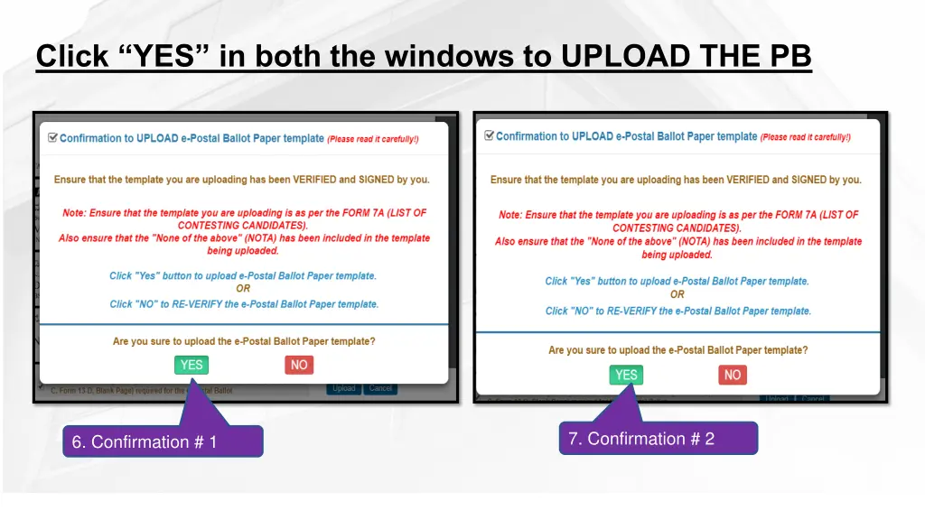 click yes in both the windows to upload the pb