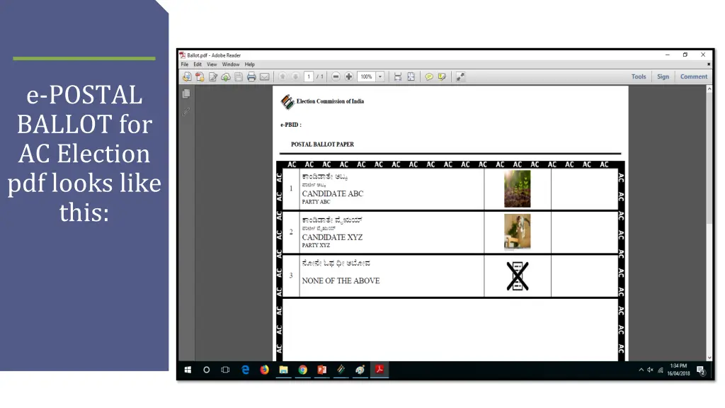 e postal ballot for ac election pdf looks like