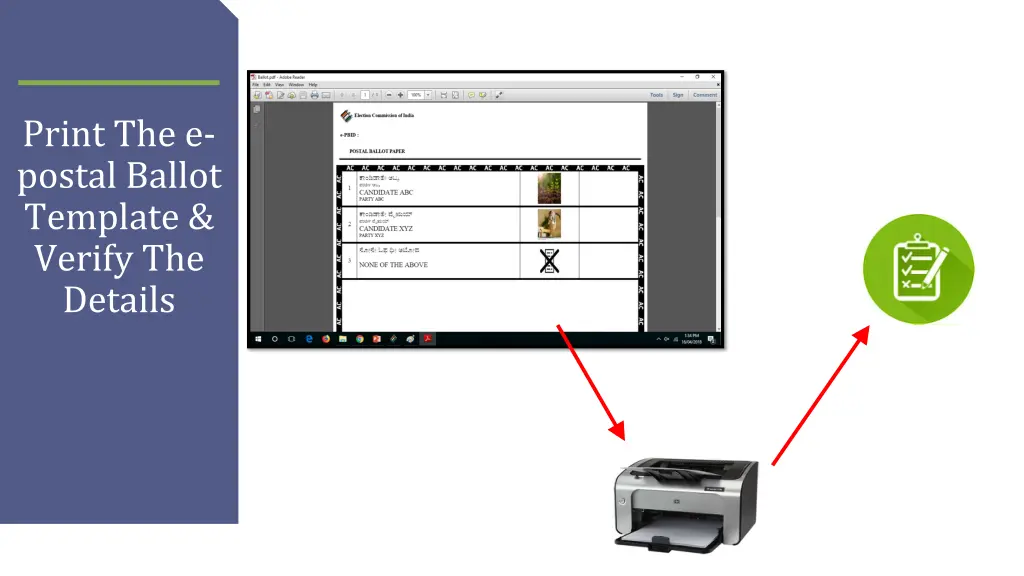 print the e postal ballot template verify