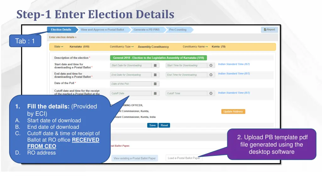 step 1 enter election details